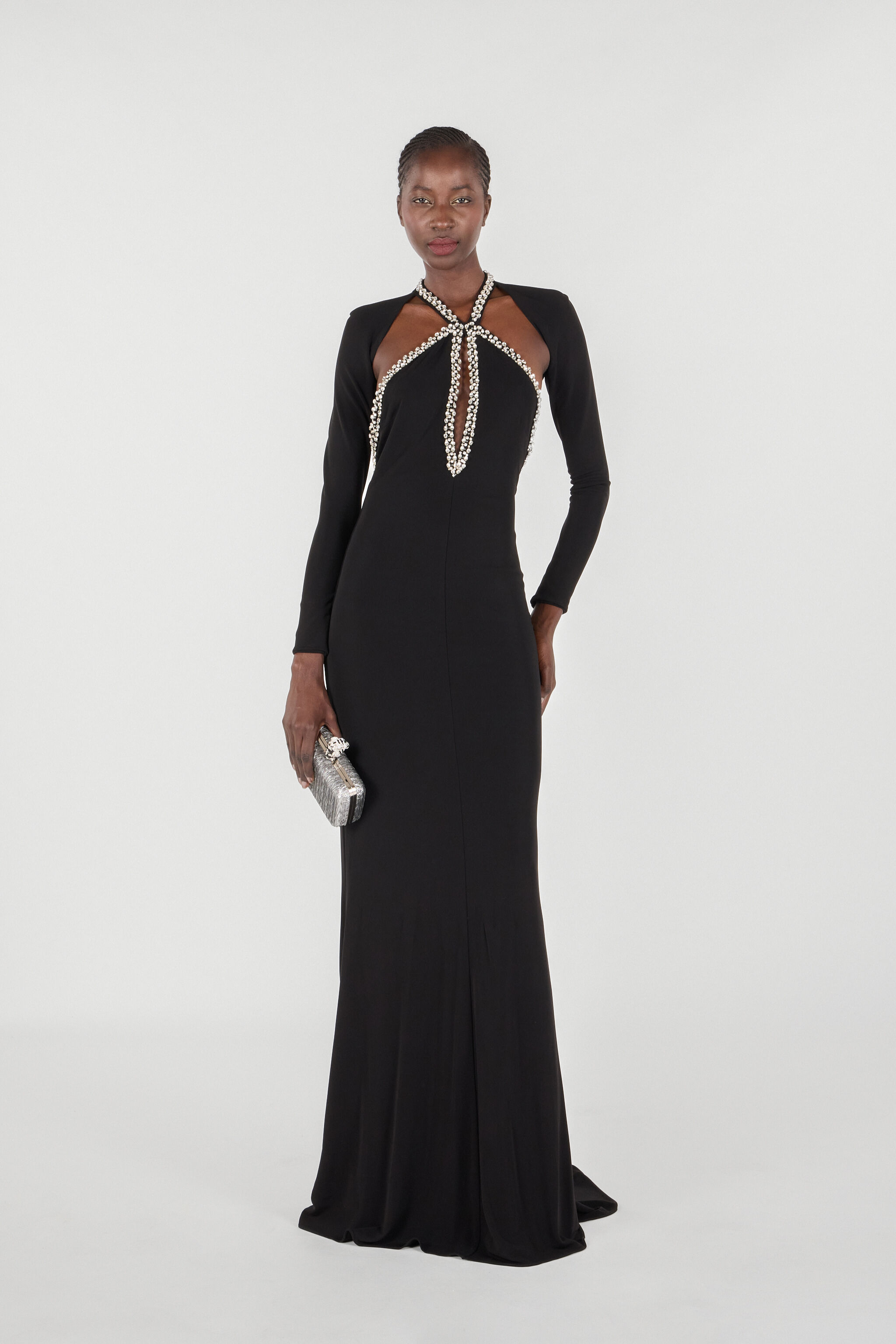 Roberto cavalli ブラック ロングドレス　サイズS Long dress with crystals in Black for Women | Roberto Cavalli®