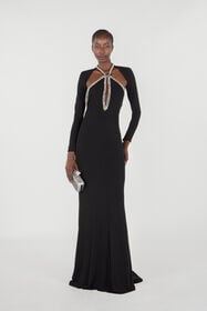 RC Long dress with crystals Black UKR124-JE034
