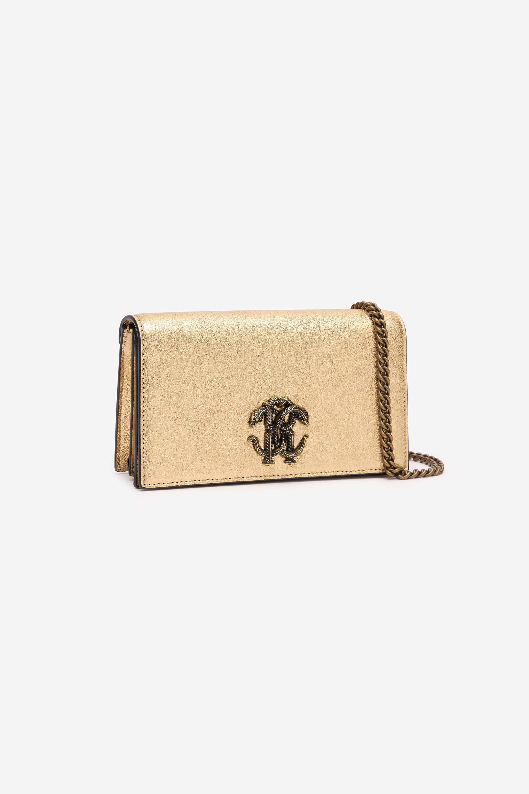 RC Cracked Leather Bag with Mirror Snake Monogram RC Cracked Leather Bag with Mirror Snake Monogram GOLD POB00C-PZO07