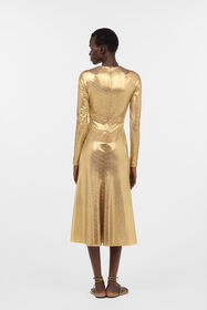 RC Beige Gold Midi Dress with Serpentine Print BEIGE/GOLD WWT111-OOS31
