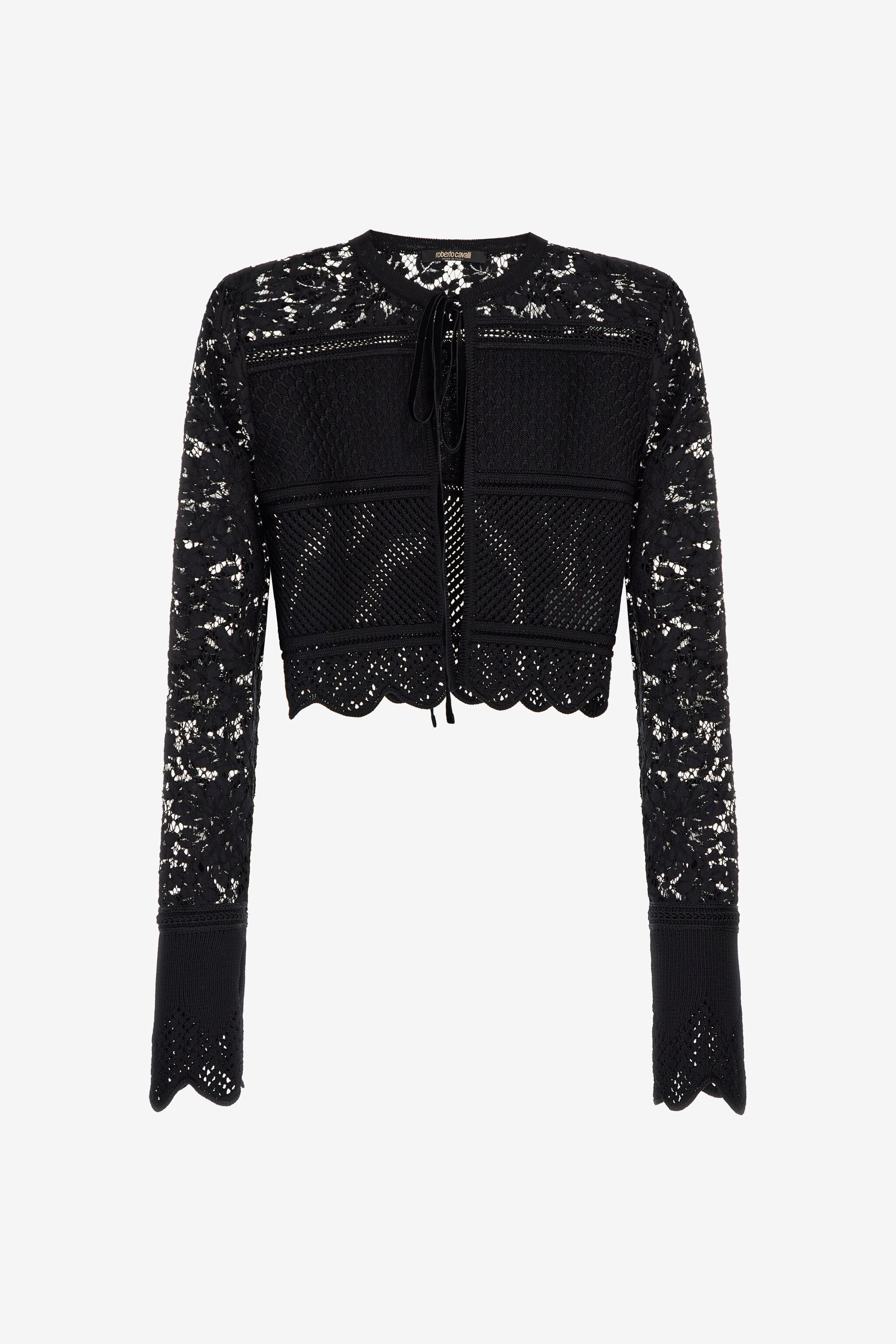 RC Black Lace Cardigan Tie Front Black SKM609-MG011
