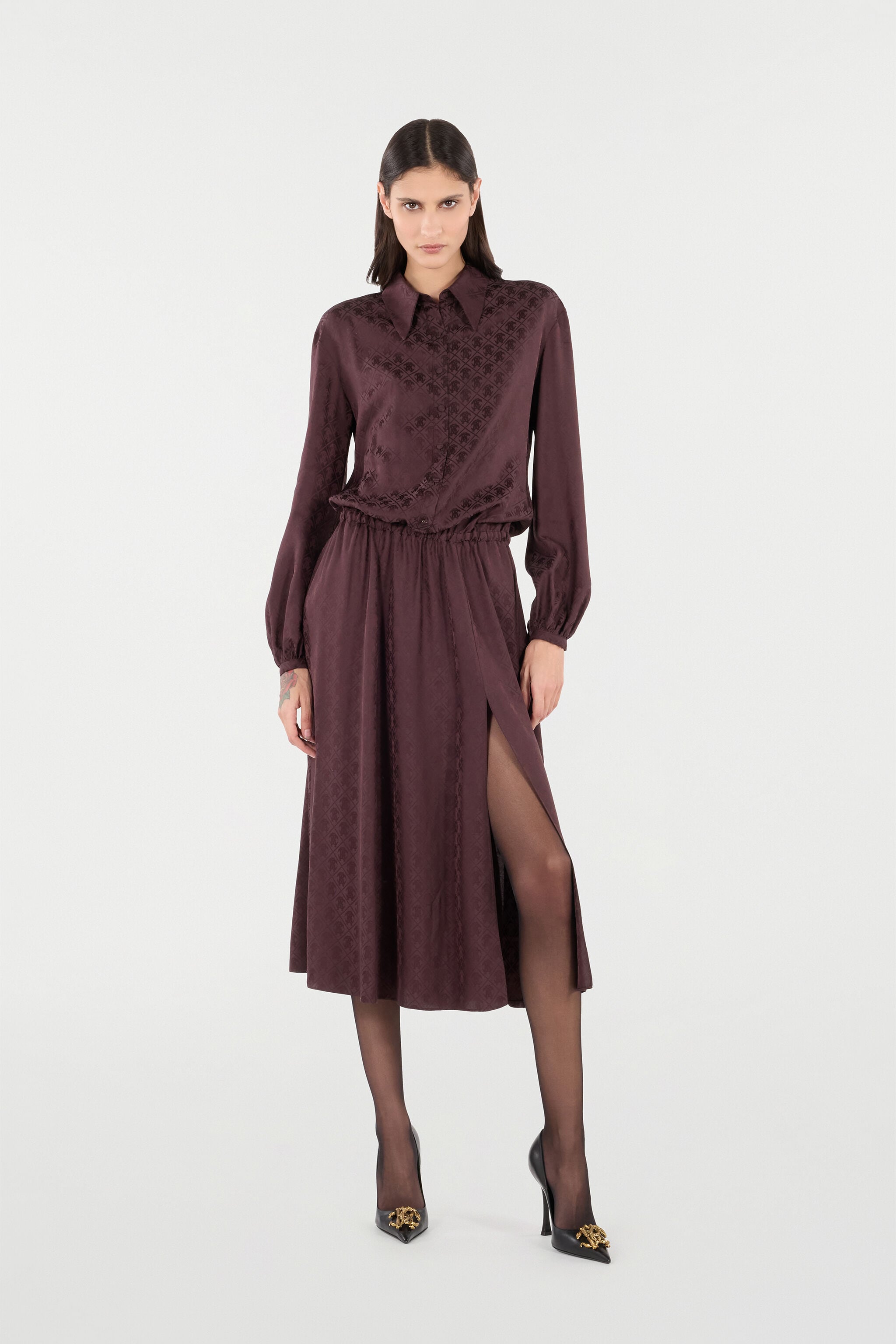 RC Shirt Dress With Mirror Snake Monogram Purple VKT144-RK010