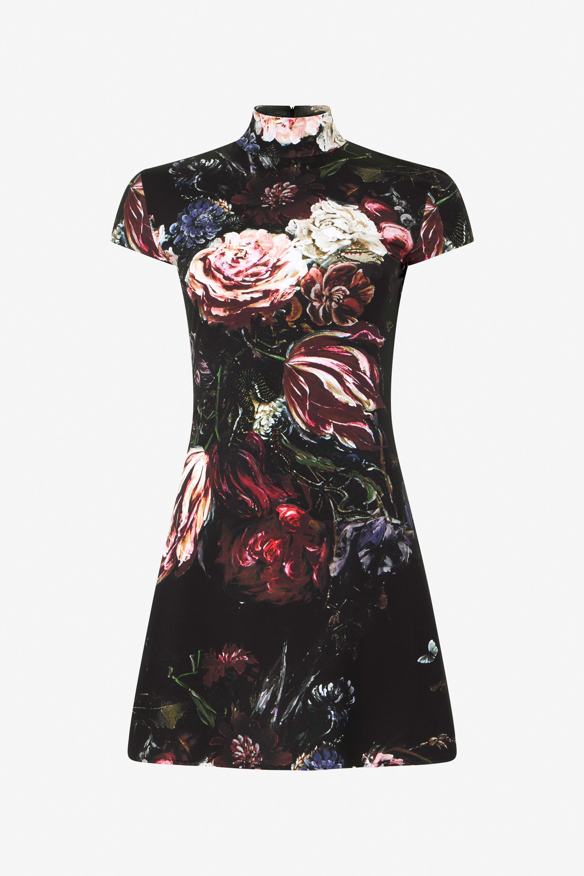 RC Fiammingo Flowers Print Minikleid BLACK/PINK XWT135-LNT77