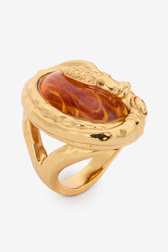 RC Gold-Tone Snake Ring With Amber-Hued Stone ORO/TOPAZIO VWG003-AM081