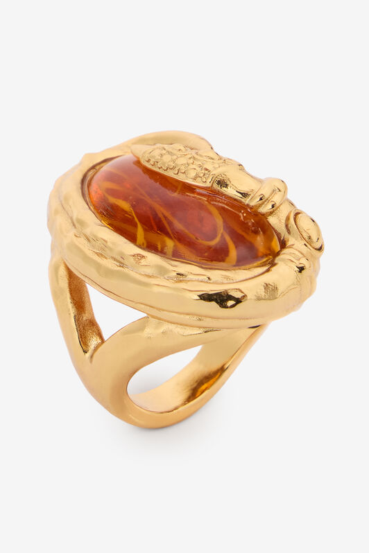 RC Gold-Tone Snake Ring With Amber-Hued Stone RC Gold-Tone Snake Ring With Amber-Hued Stone ORO/TOPAZIO VWG003-AM081