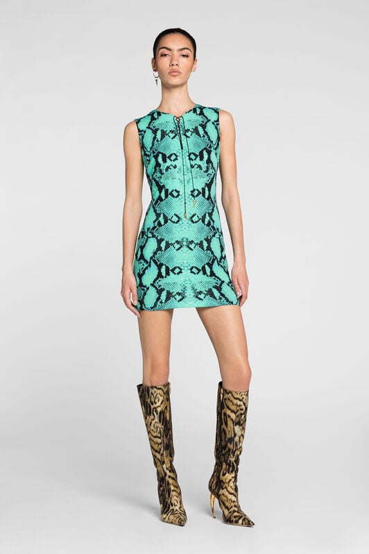 RC Lace-Up Python-Print Mini Dress RC Lace-Up Python-Print Mini Dress Light blue PKT111-LNE38