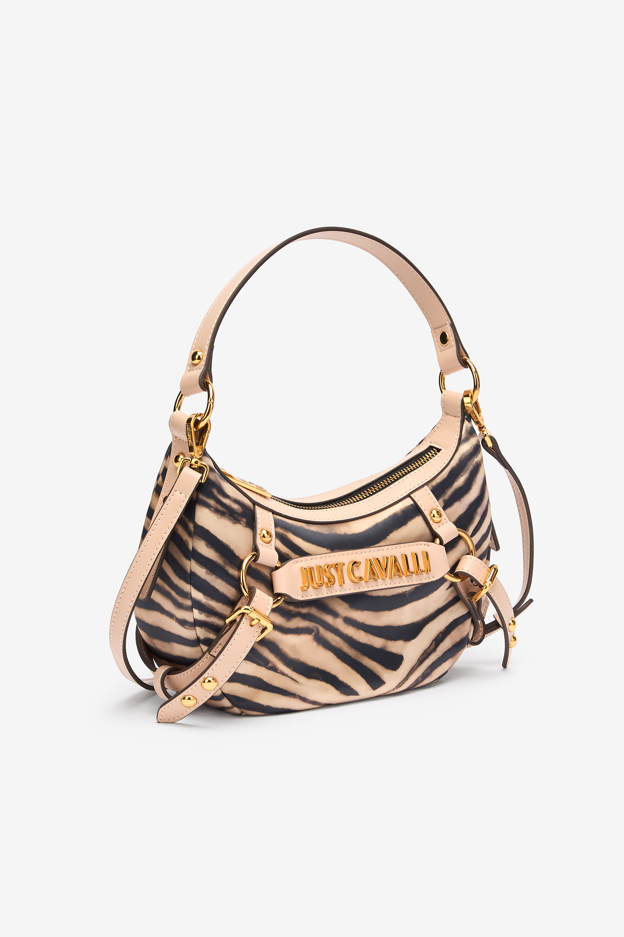 JC Hobo Bag With Tiger Skin Print And Logo JC Hobo Bag With Tiger Skin Print And Logo Light Brown UFB094-UF463