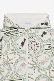 JU Felpa Con Cappuccio Stampa Maiolica IVORY/LIGHT BLUE UJT692-5OO42