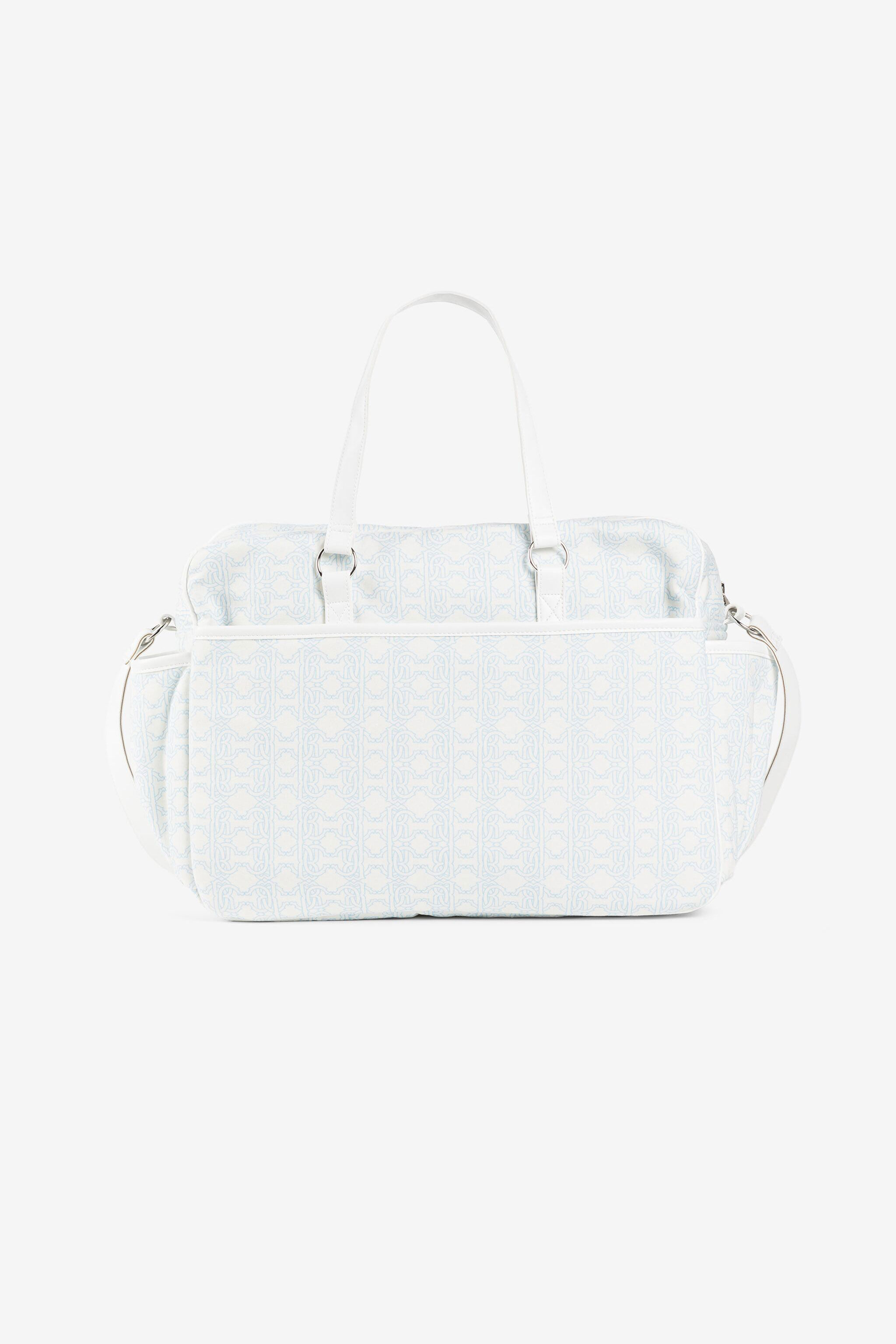 JU Monogram logo-print changing bag JU Monogram logo-print changing bag BABY BLUE/MILK WHITE PJB005-CSE21