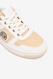 JC Sneakers Effetto Rafia Intrecciata Marrone chiaro/Bianco UFS040-UF362