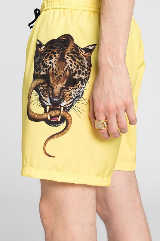 RC Jaguar And Snake-Print Swim Shorts RC Jaguar And Snake-Print Swim Shorts Yellow ONH05C-SB053