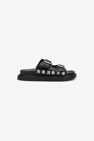 JC Sandalia de Cuero con Adornos BLACK WFS109-WF347