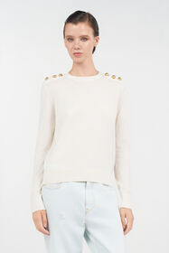 RC Sweater with gold buttons Ivory UWM610-WH003