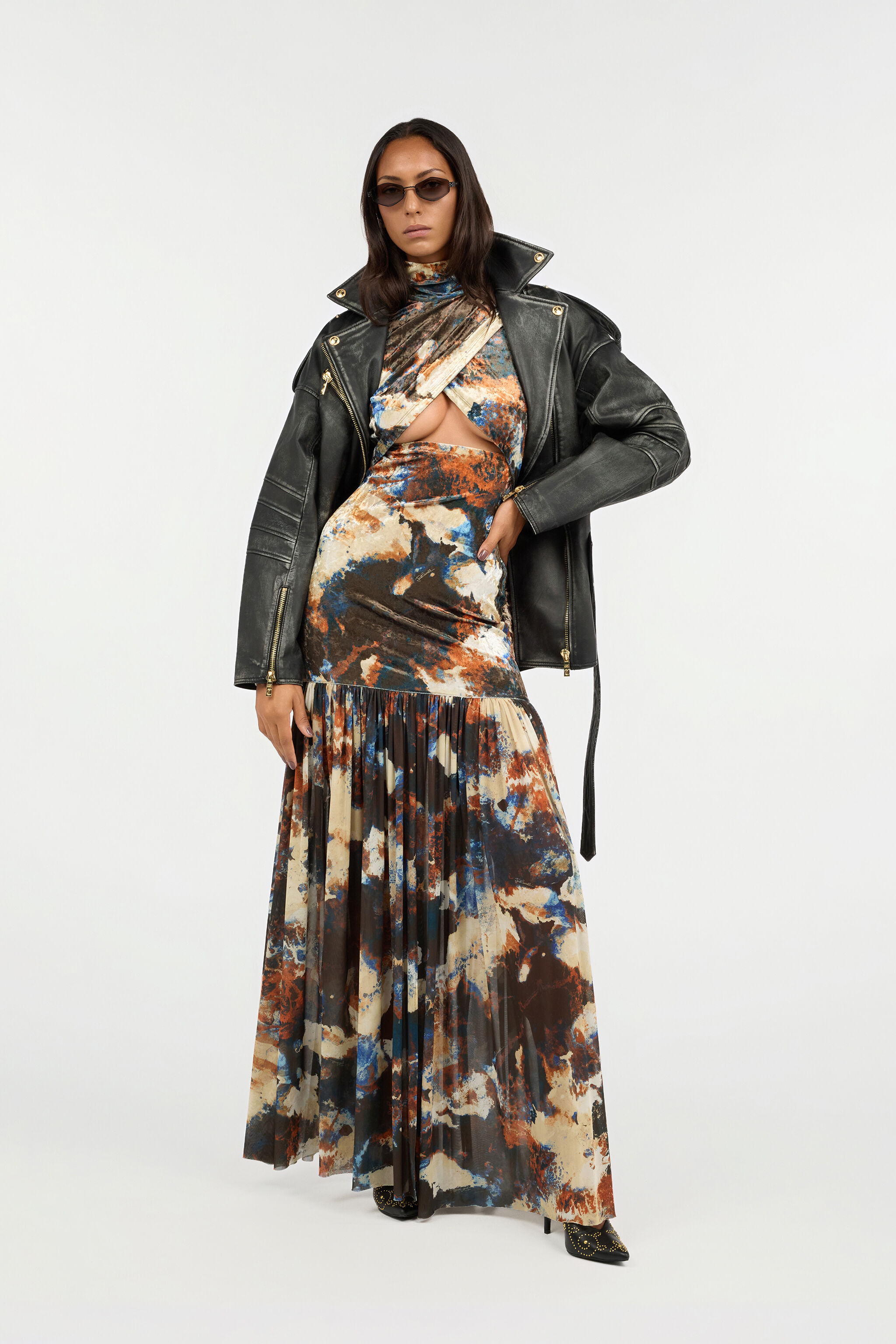 JC Estampado Rusty Stain Vestido Maxi MULTICOLOR SCURO VFT279-VF429