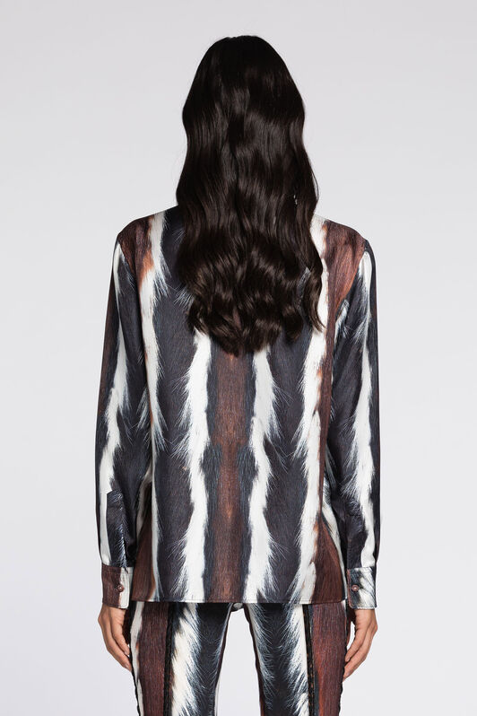 RC Striped silk Shirt Marrón oscuro/Blanco RKT704-4QH05