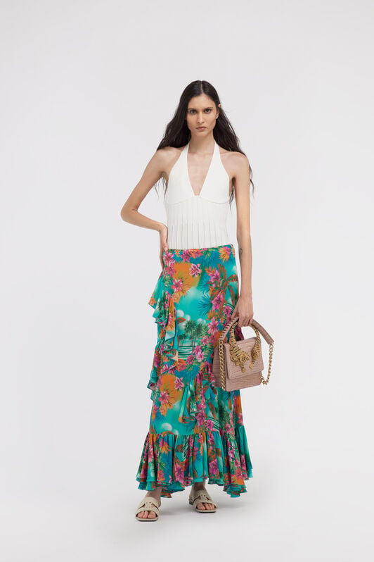 RC Hawaii Print Long Skirt RC Hawaii Print Long Skirt Light blue SKT301-7HI84