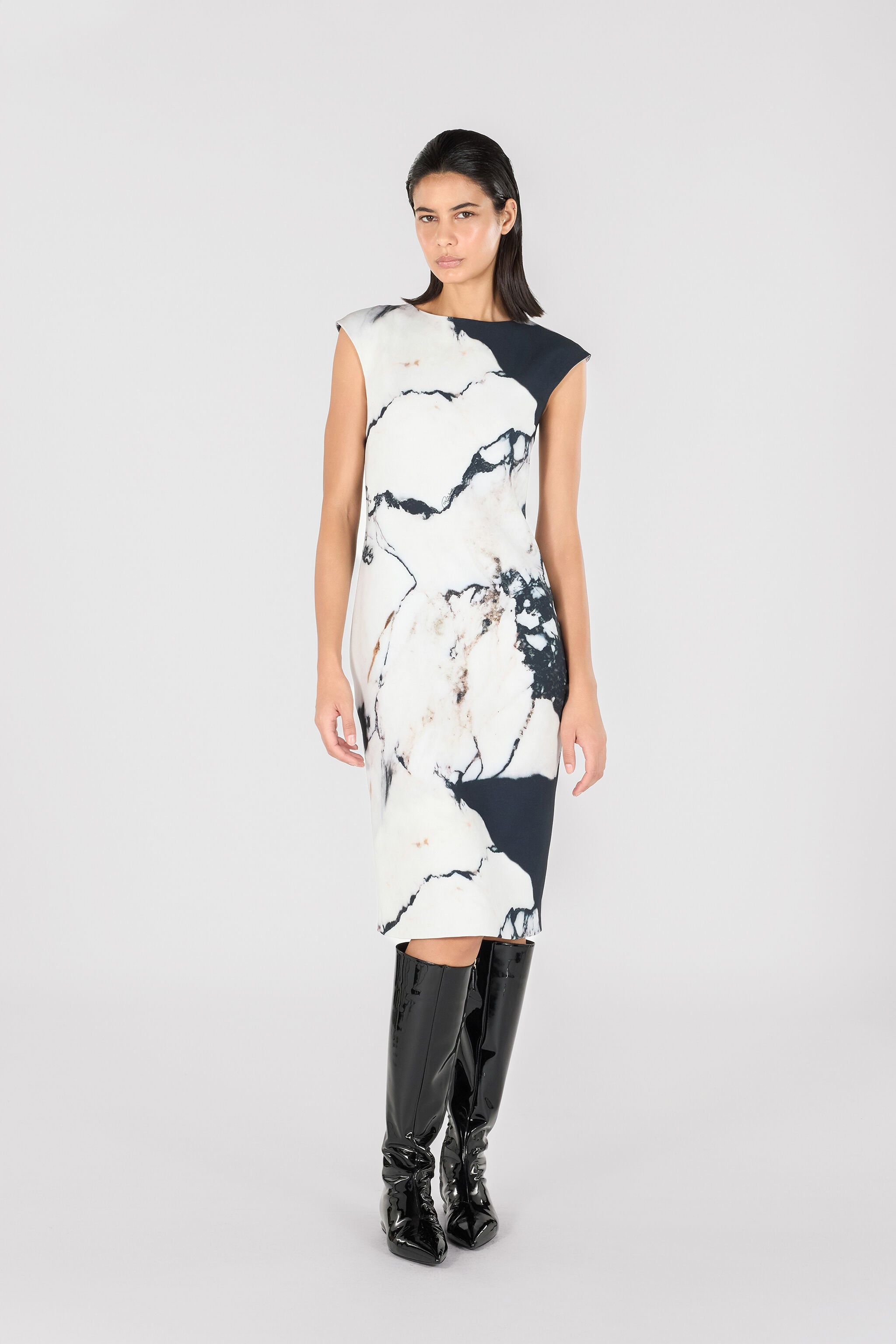RC Midi dress with Marble print RC Midi dress with Marble print Black/White TWT127-ORN18