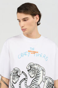 JC White T-Shirt With Printed Tigers WHITE WFT095-WF125