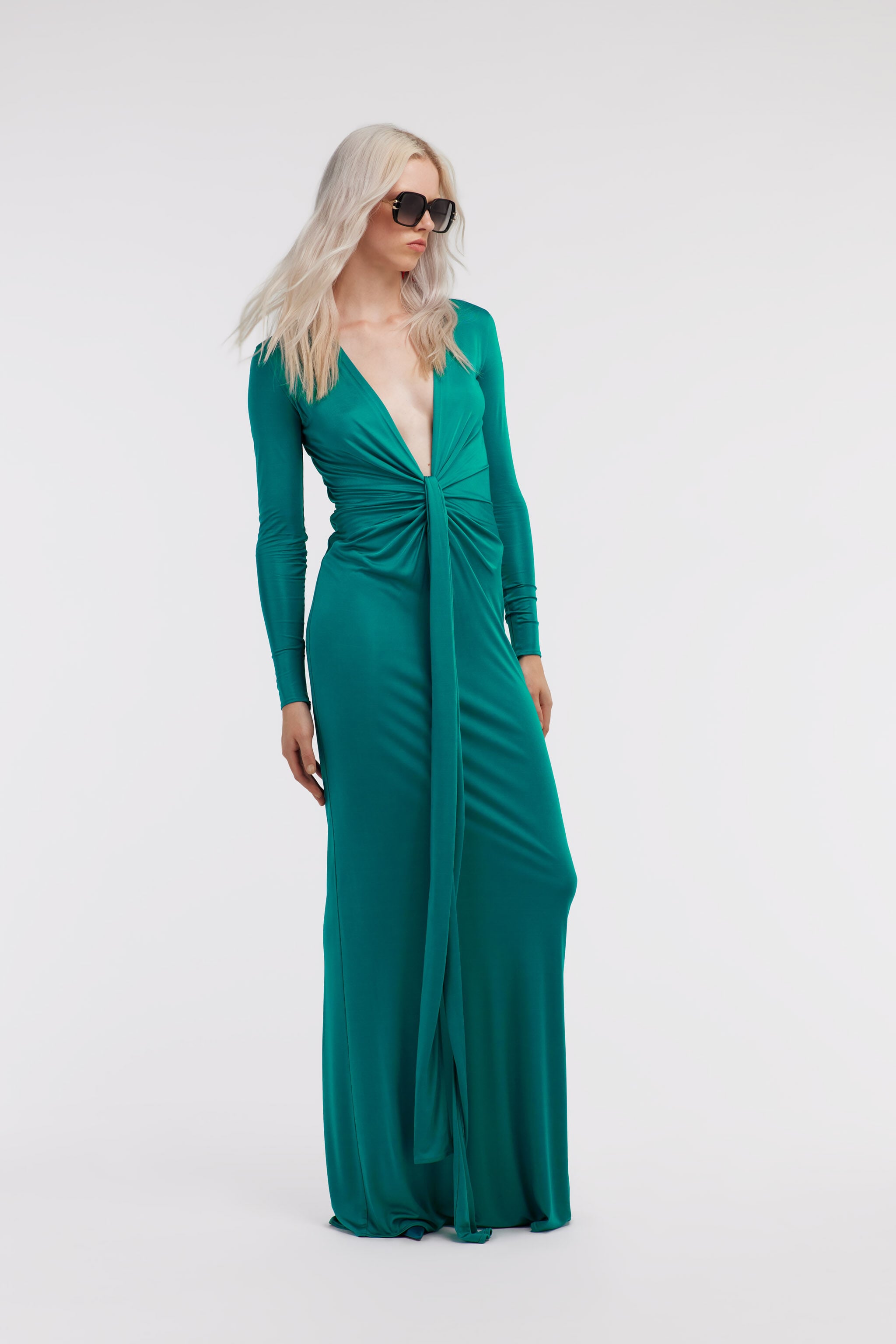 RC Emerald Green Knotted Maxi Dress Light blue SKT107-JJ036