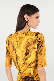 RC Silk And Wool Sweater With Tigereye Print Yellow VKM615-MQ034