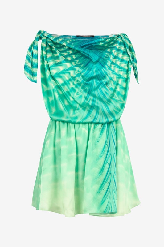 RC Silk Mini Dress With Optical Glass Print RC Silk Mini Dress With Optical Glass Print Light green UKT119-RYN47