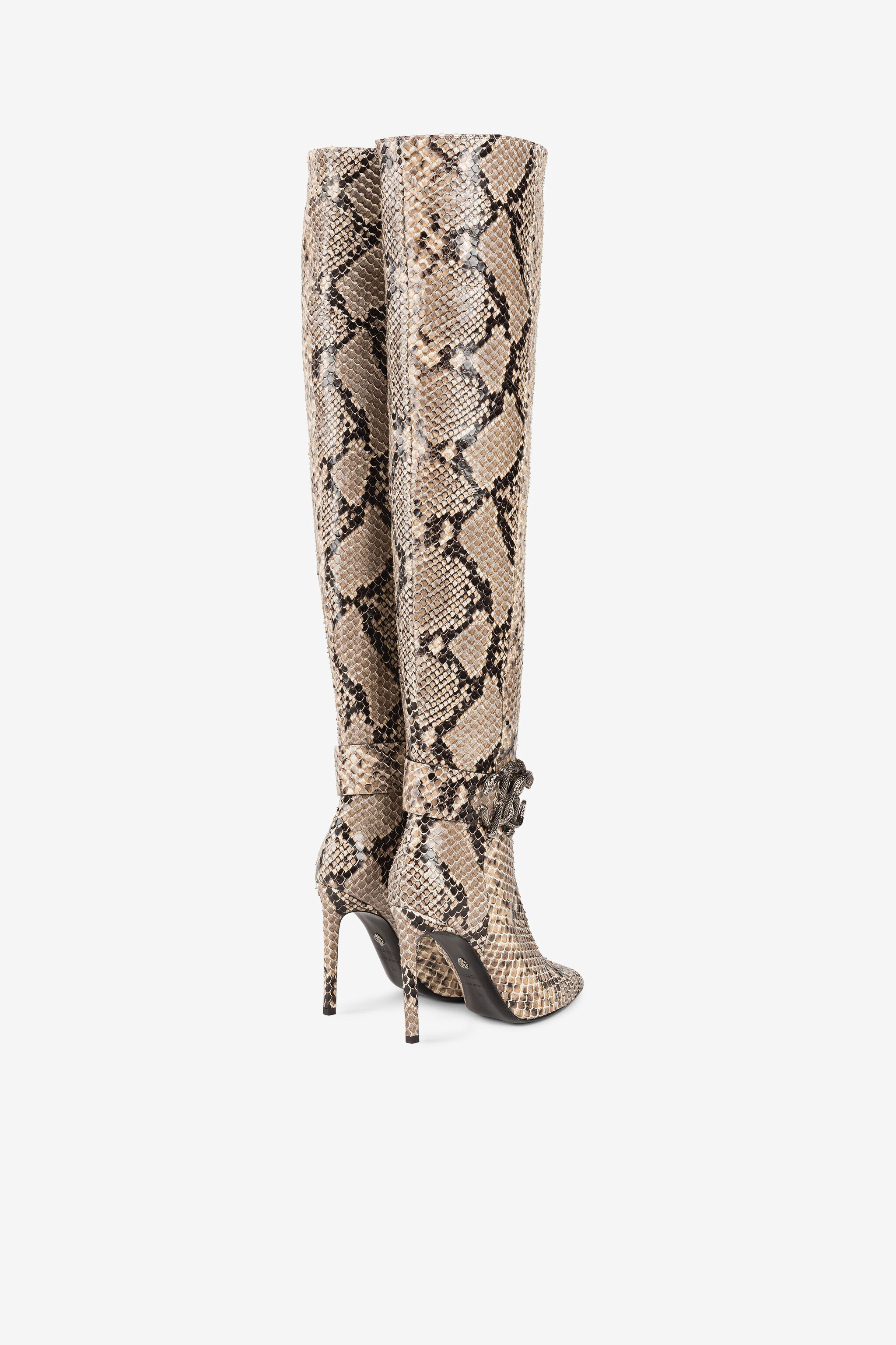 RC Python-Embossed Thigh-High Boots RC Python-Embossed Thigh-High Boots Light Brown RKS017-PZ1ON