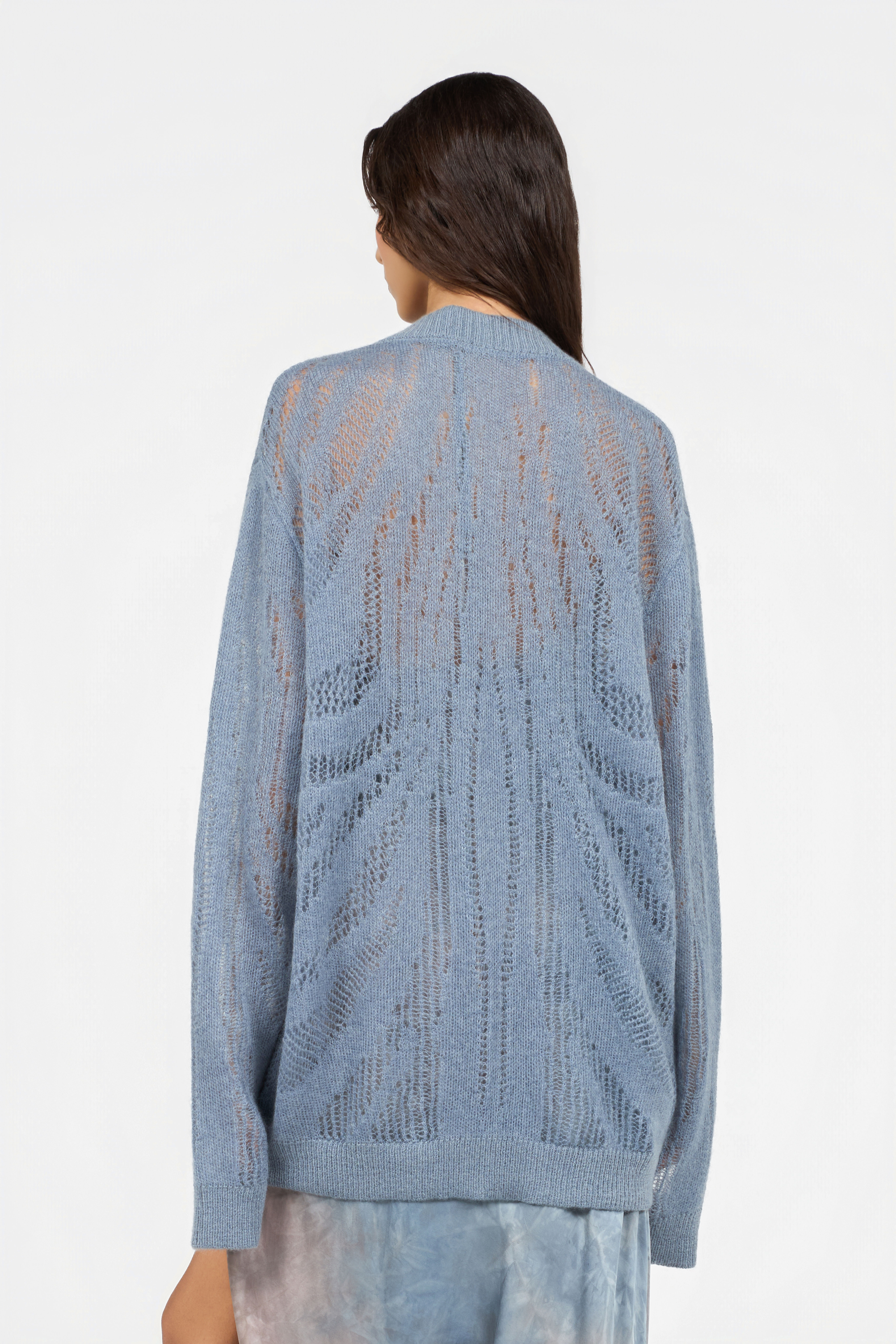 RC Knit Cardigan with Zebra Motif RC Knit Cardigan with Zebra Motif MID-BLUE XQM907-MA130