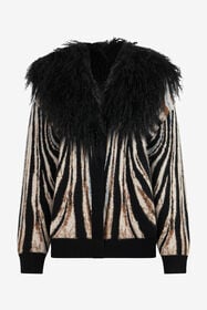 RC Jacquard Cardigan With Zebra Print NATURAL/BLACK XQM906-MA008