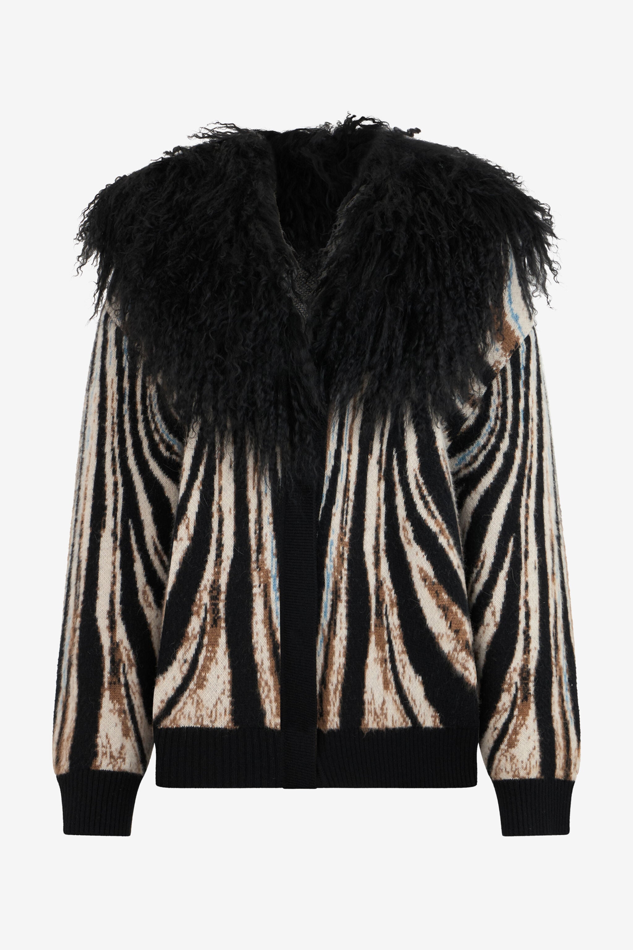 RC Jacquard Cardigan With Zebra Print RC Jacquard Cardigan With Zebra Print NATURAL/BLACK XQM906-MA008