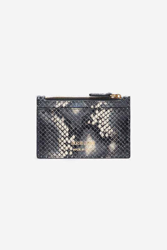 RC Printed leather cardholder with zip Black/White TKA005-PZ02S