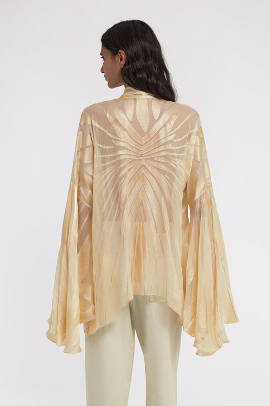 RC Ray Of Gold Print Satin Blouse Ivory TKT701-HLI15