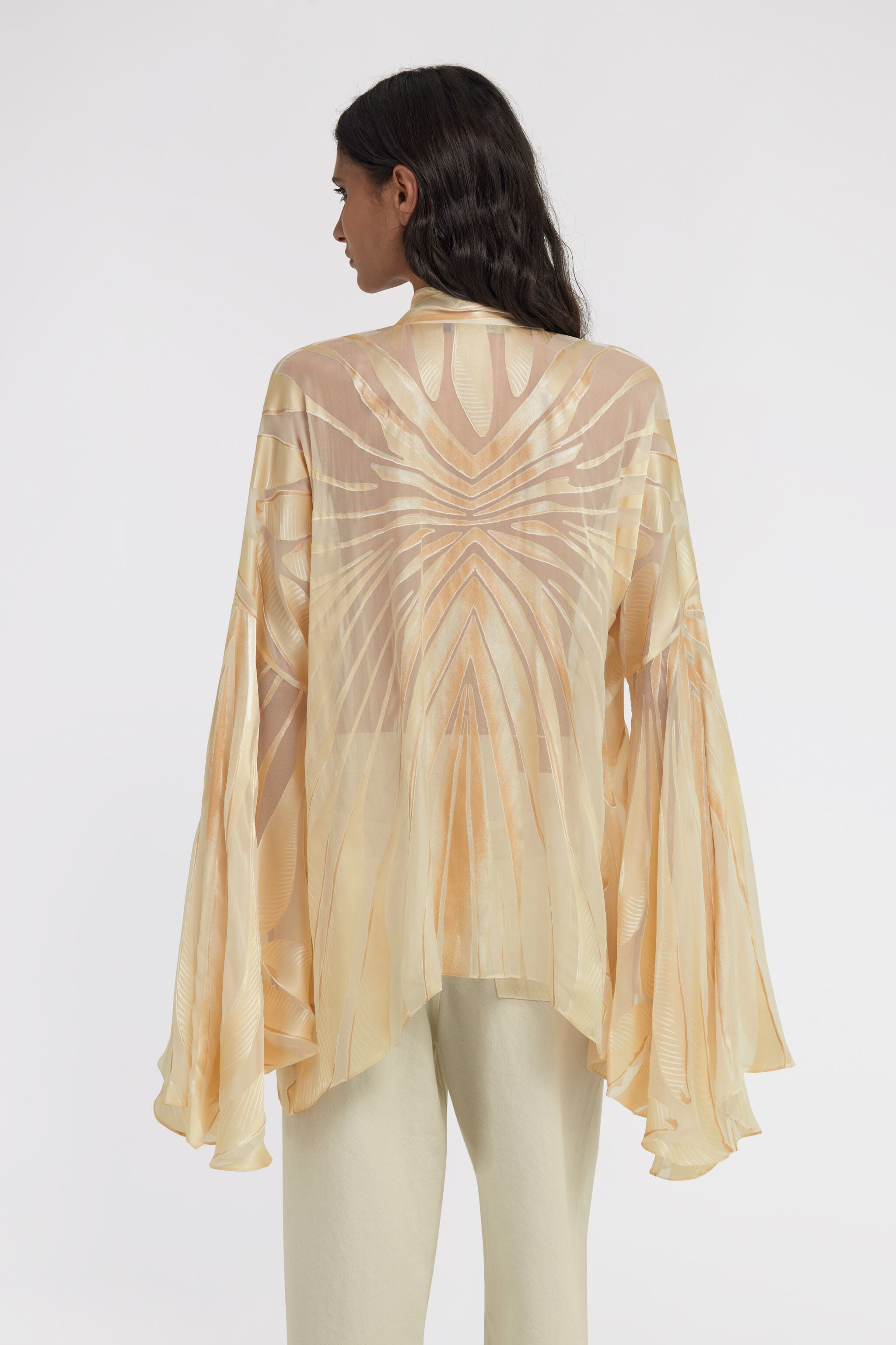 RC Ray Of Gold Print Satin Blouse Ivory TKT701-HLI15