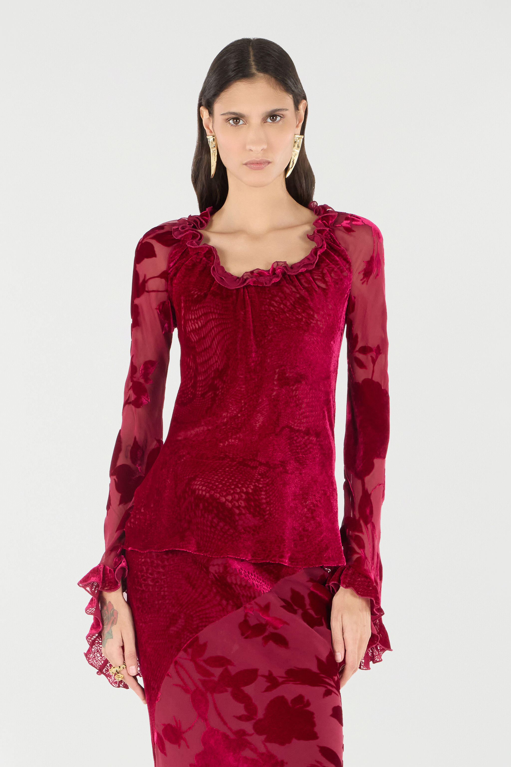 RC Sweater With Rose And Python Pattern RC Sweater With Rose And Python Pattern Red UKT603-VNN53