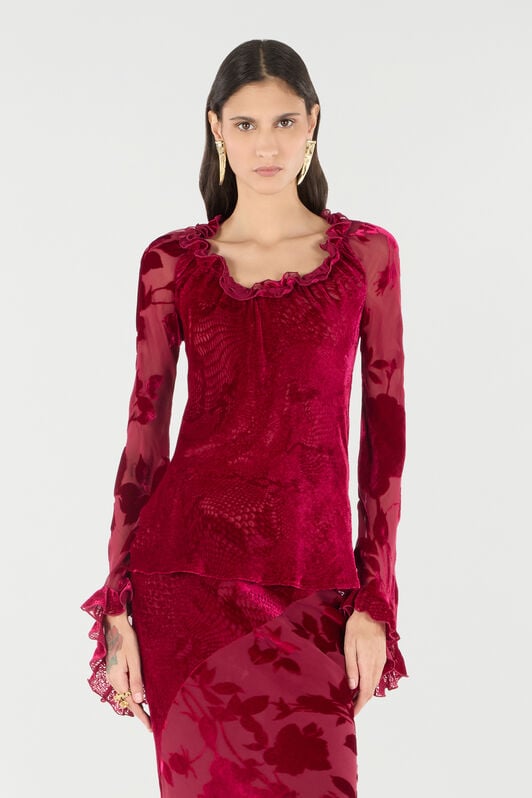 RC Sweater With Rose And Python Pattern RC Sweater With Rose And Python Pattern Red UKT603-VNN53