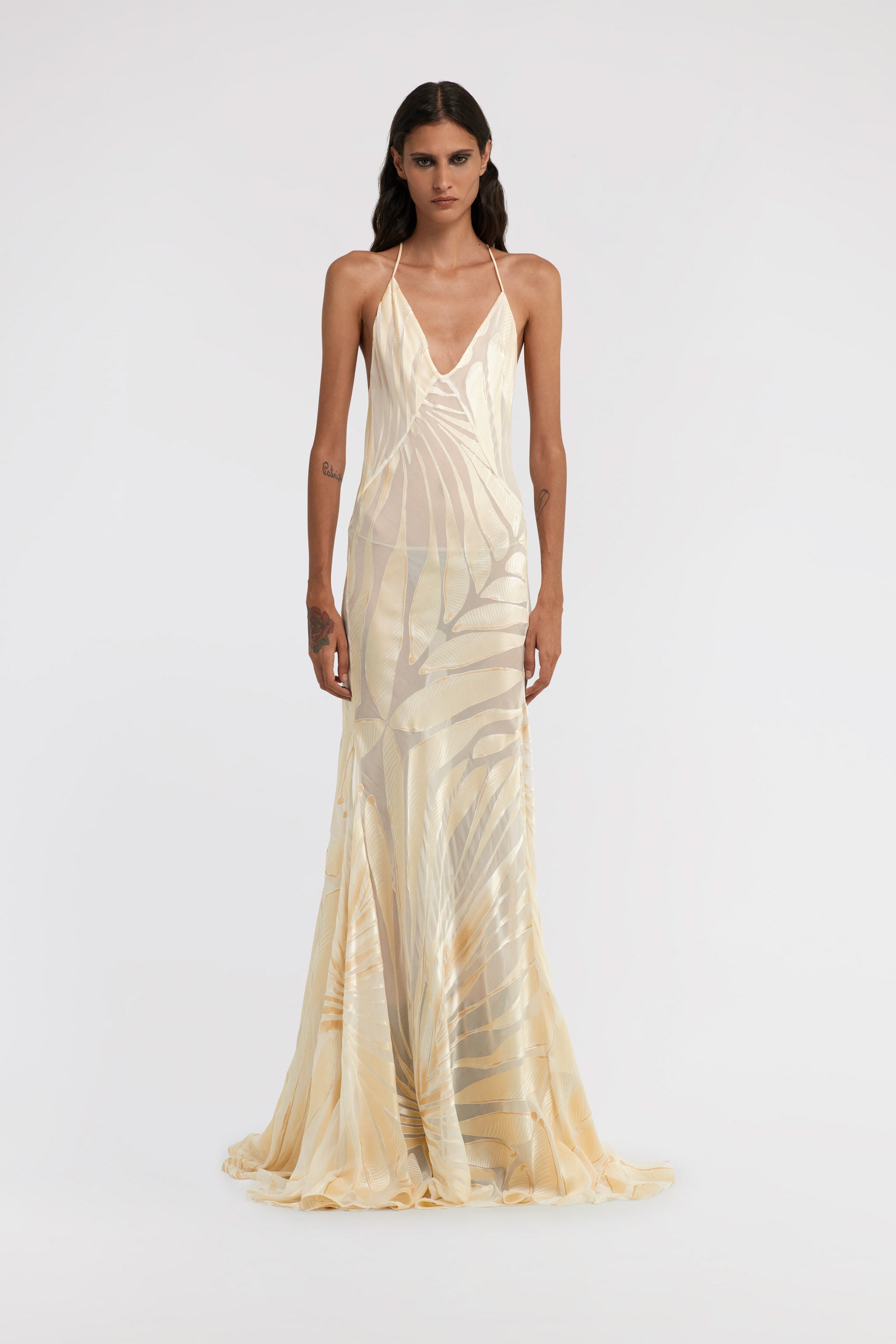 RC Ray Of Gold Print Satin Dress RC Ray Of Gold Print Satin Dress Ivoire TKT109-HLI15