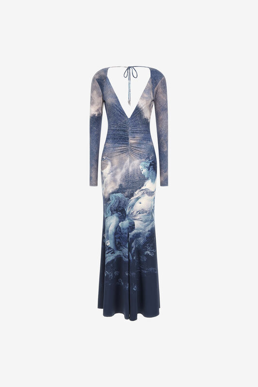 RC Long dress with Denim Wild Leda print Dark blue RWT129-LNI16