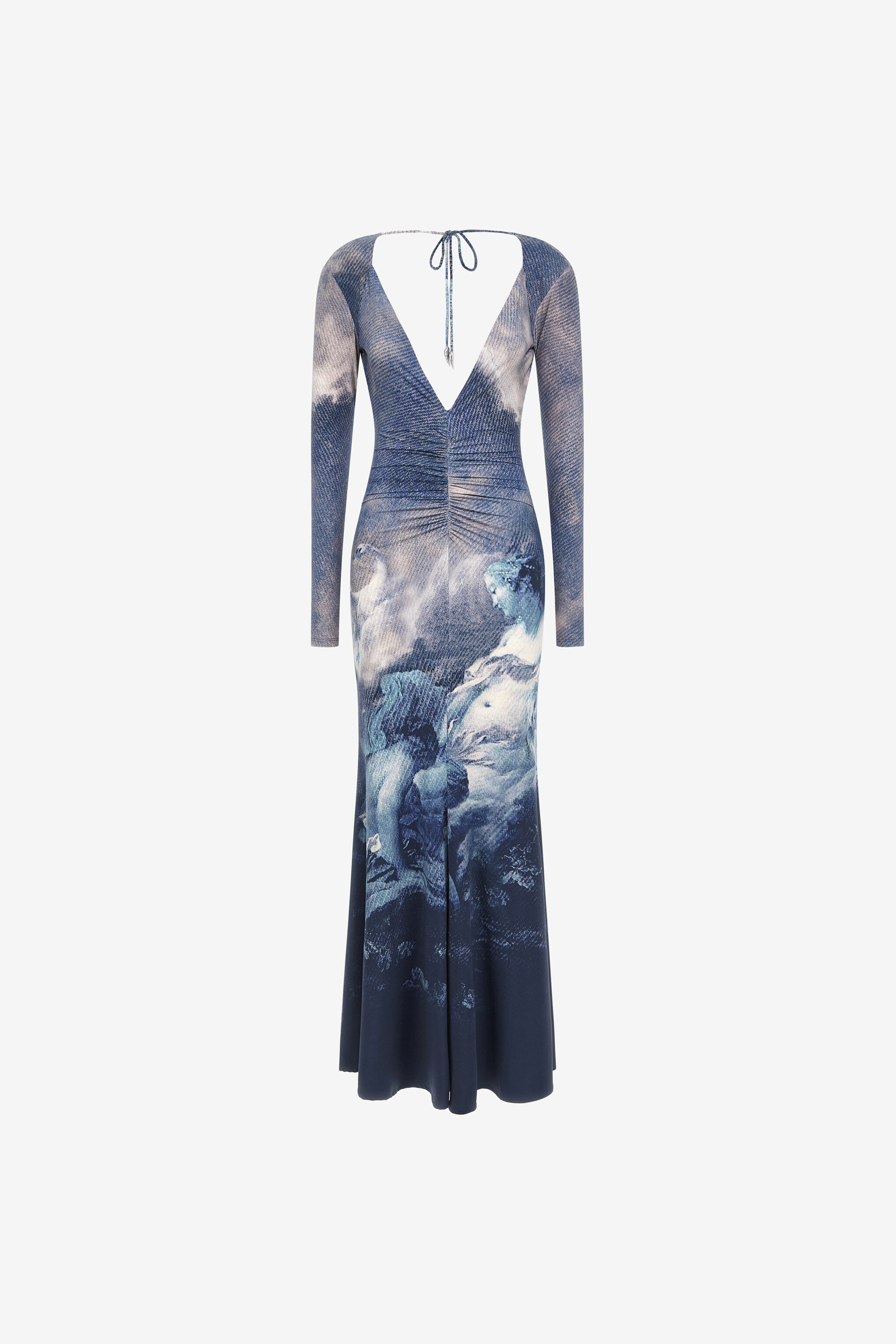 RC Long dress with Denim Wild Leda print Dark blue RWT129-LNI16