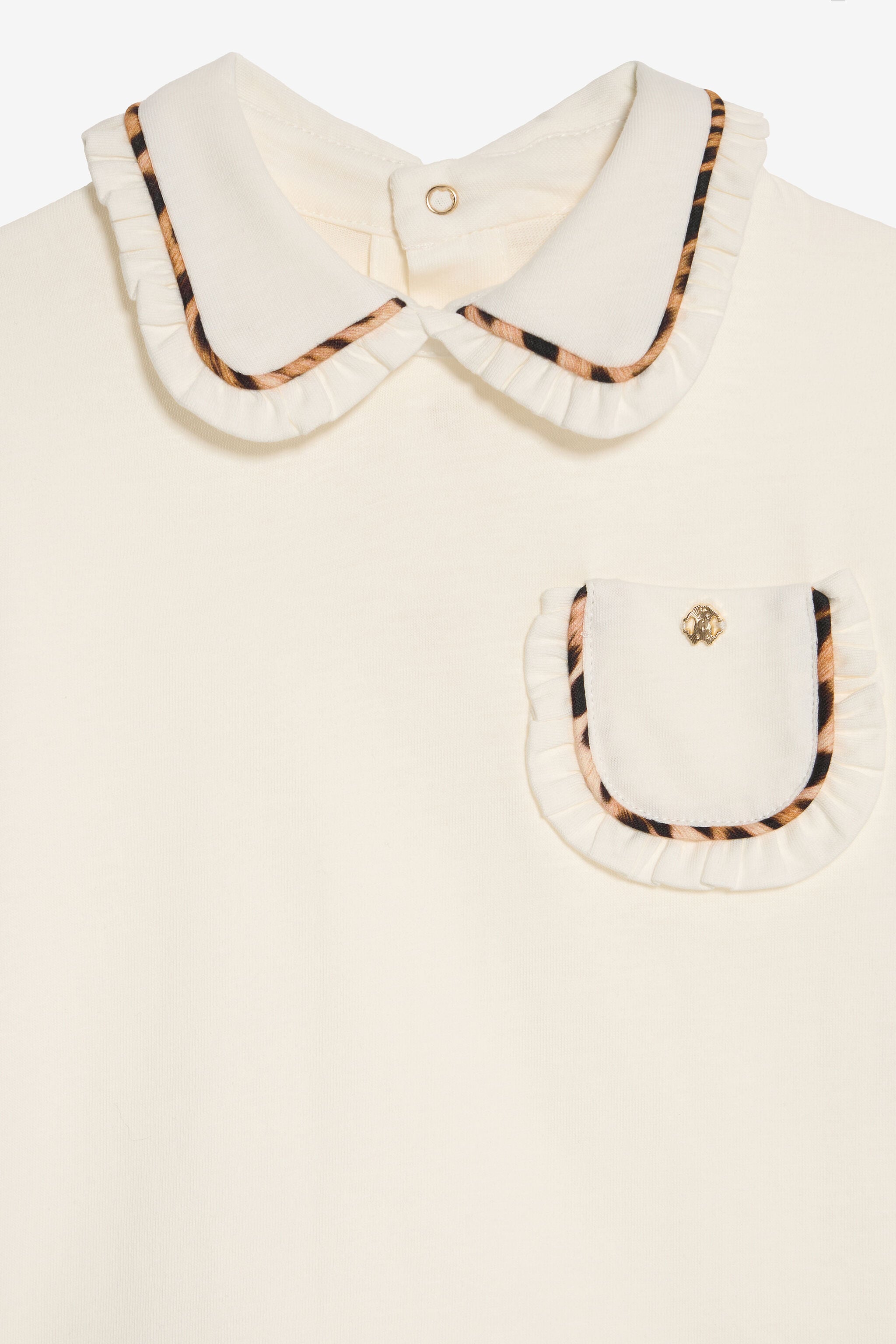 JU Ivory T-shirt With Leopard-Trim Collar JU Ivory T-shirt With Leopard-Trim Collar MILKY WHITE VJT600-JD001