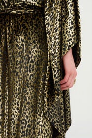 RC Glossy Silk Animal-Print Kimono Dress BLACK/GOLD WKT180-FT061