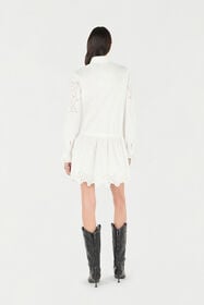 RC Mini Shirt Dress With Perforated Roses White UKR137-CH033