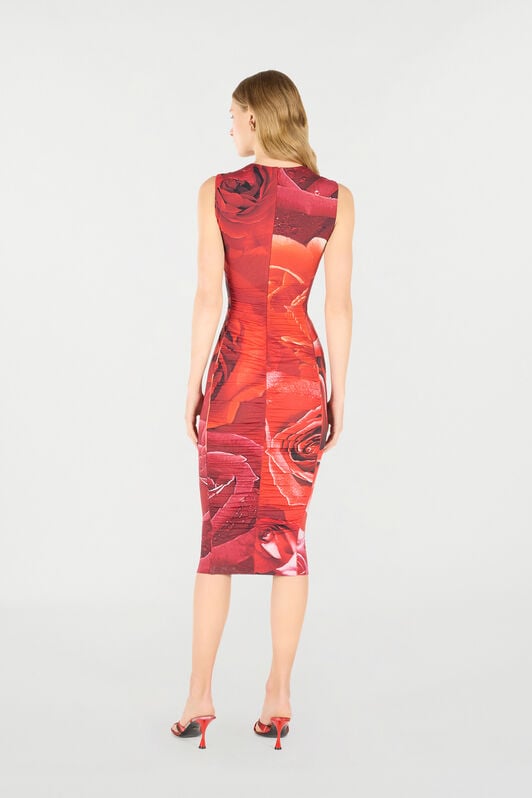 RC Rose-Print Midi Dress RC Rose-Print Midi Dress Red UKT147-LNN48