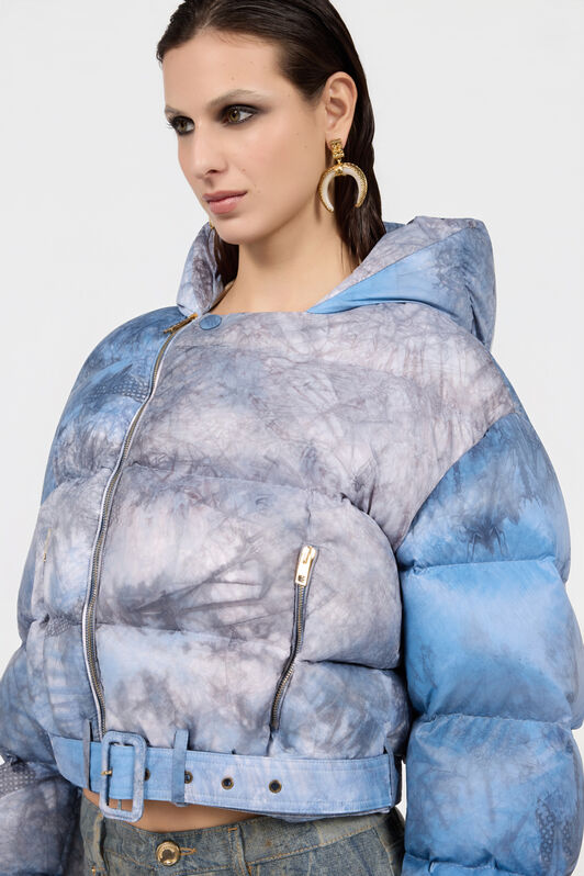 RC Down Jacket With Tie-Dye Effect MID-BLUE XQT801-SB026