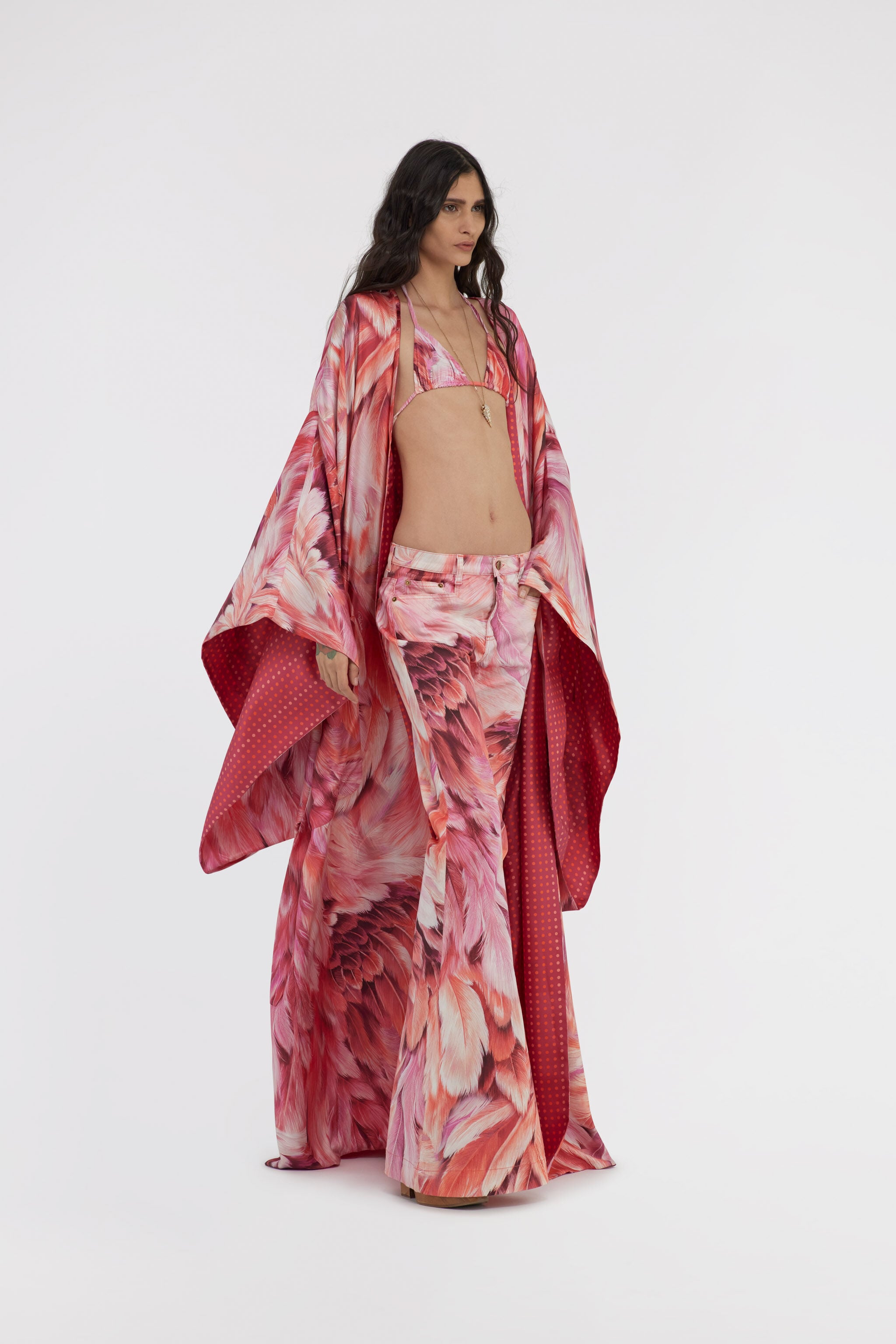 RC Kimono Plumage print RC Kimono Plumage print Fuchsia SWT500-4QL71