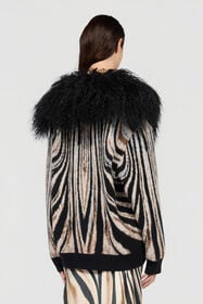 RC Jacquard Cardigan With Zebra Print NATURAL/BLACK XQM906-MA008
