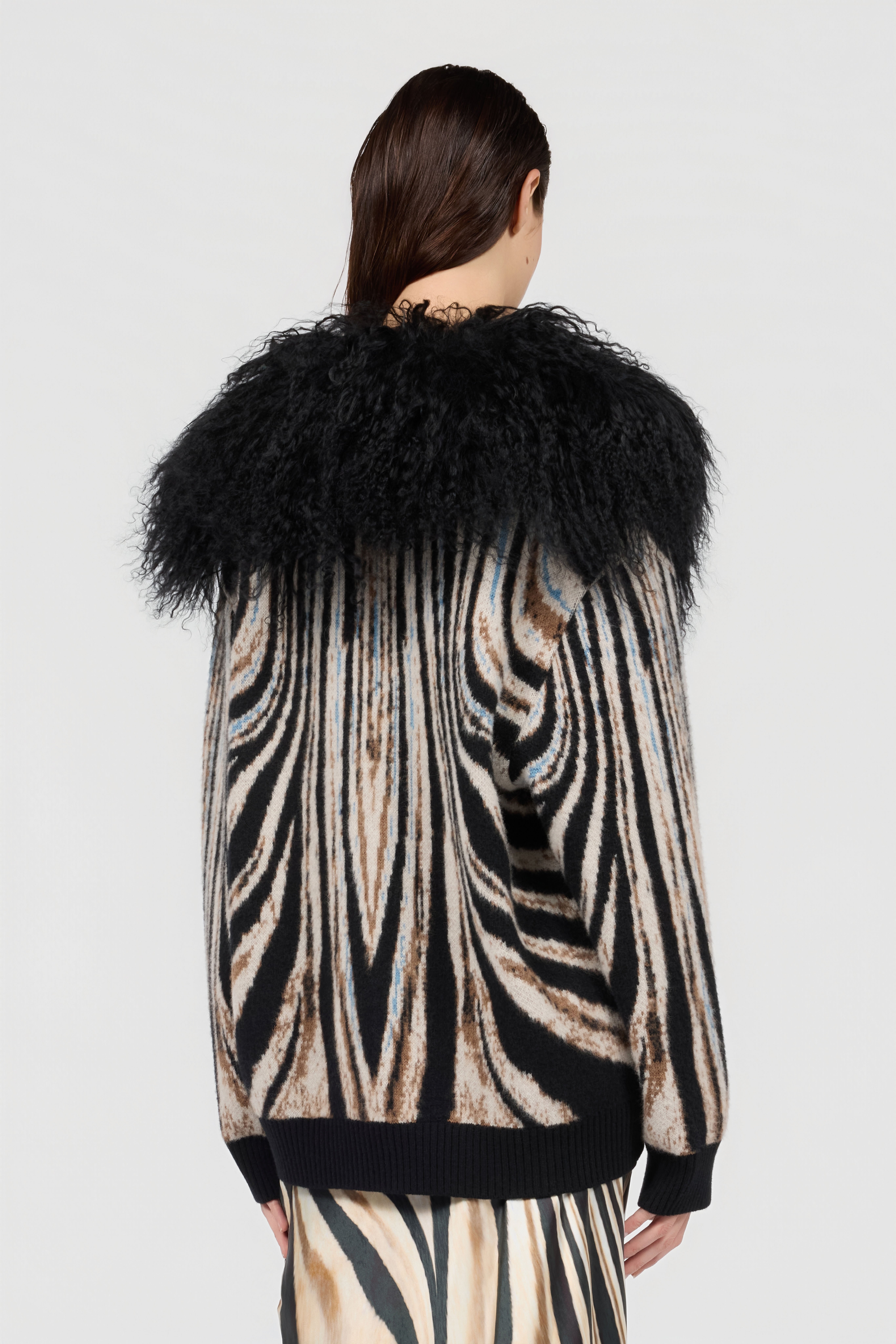 RC Jacquard Cardigan With Zebra Print RC Jacquard Cardigan With Zebra Print NATURAL/BLACK XQM906-MA008