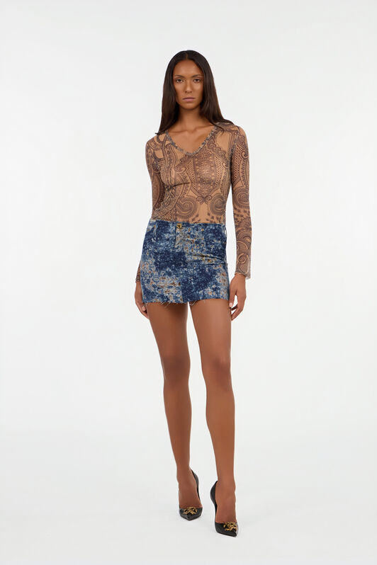 RC Dark Blue Mini Skirt with Fading BLU SCURO VKJ321-VT012