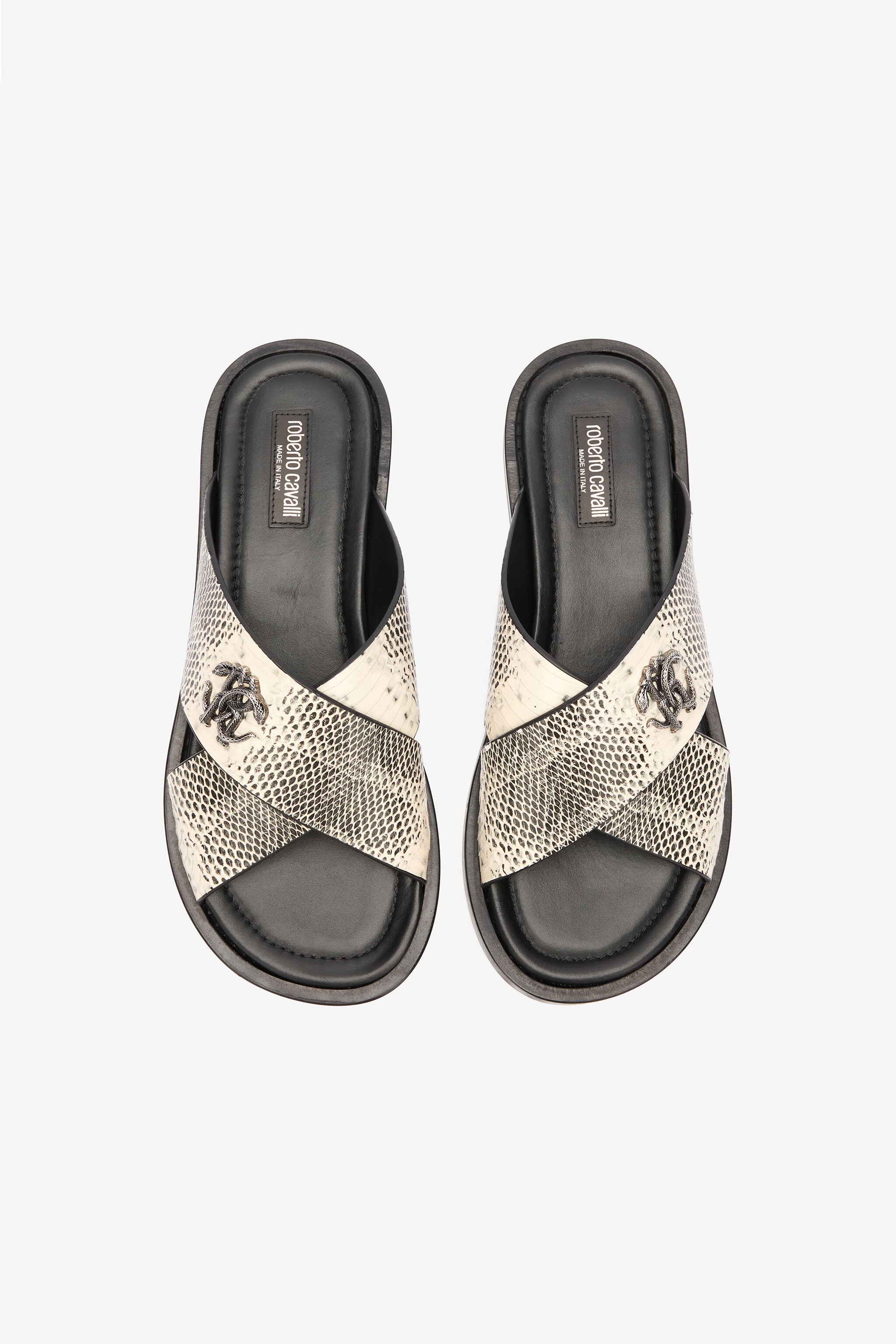 RC Slides With Cobra Print And Mirror Snake Monogram RC Slides With Cobra Print And Mirror Snake Monogram Black/White URS021-PZU07