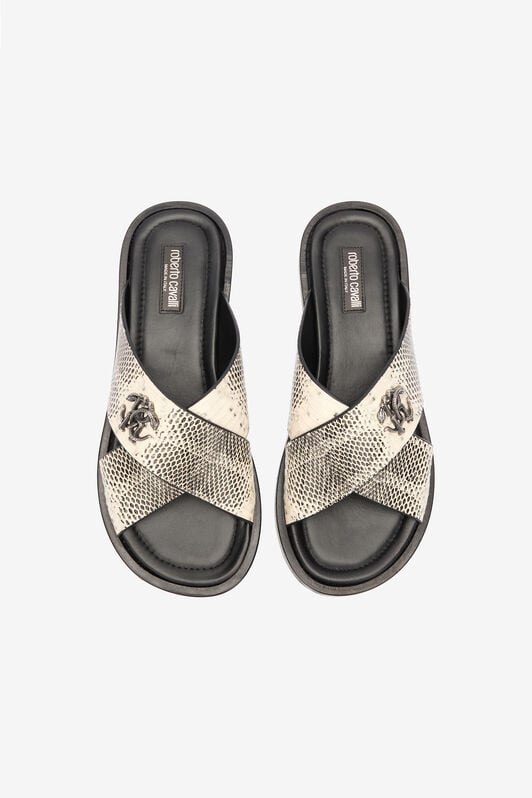 RC Slides With Cobra Print And Mirror Snake Monogram RC Slides With Cobra Print And Mirror Snake Monogram Black/White URS021-PZU07