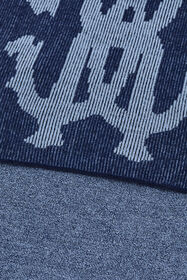 RC Cotton and Wool Blend Scarf with RC Monogram Dark blue TALR41-IR058