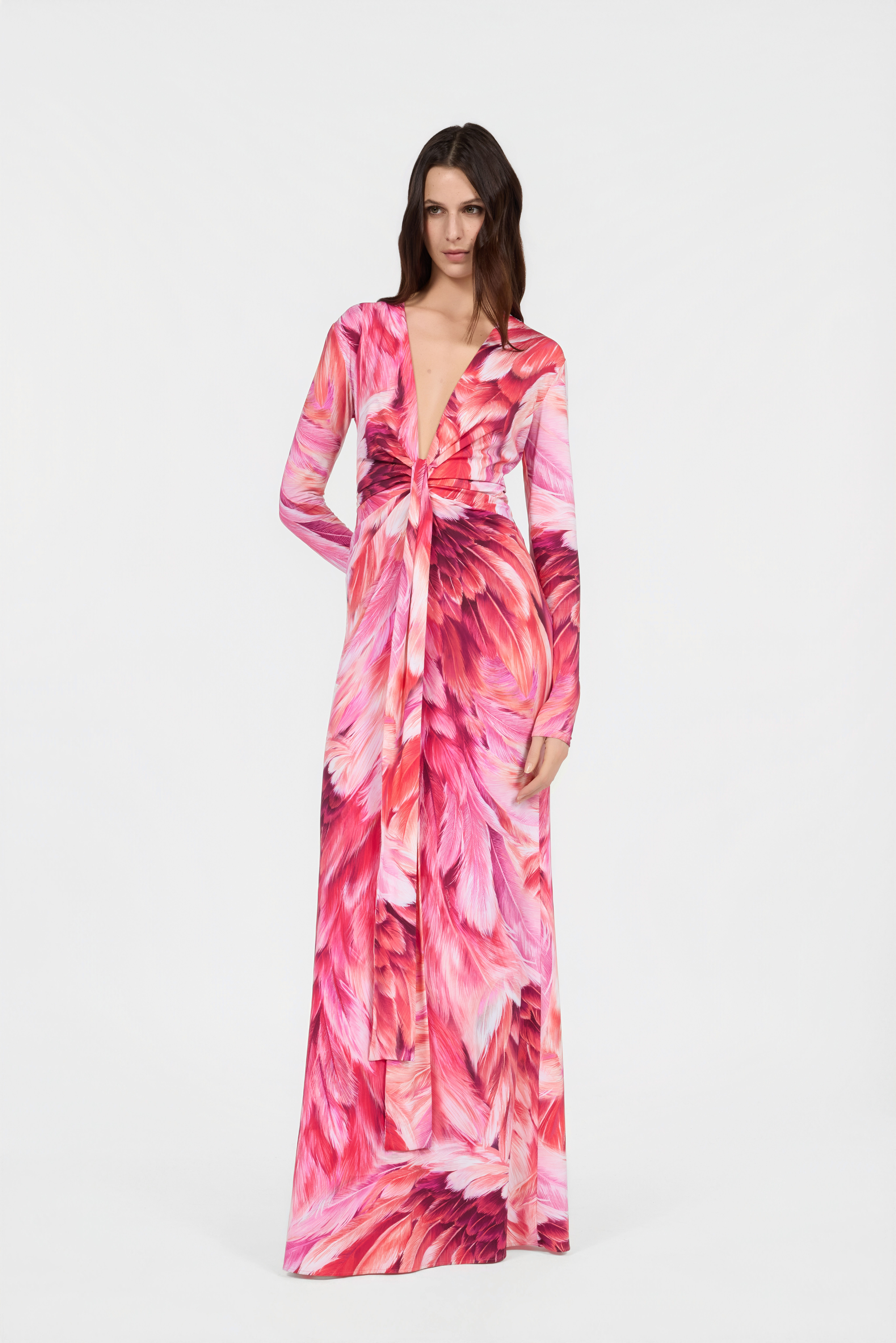 RC Vestido Maxi Estampado Plumange RC Vestido Maxi Estampado Plumange PEONIA SWT152-LNL71